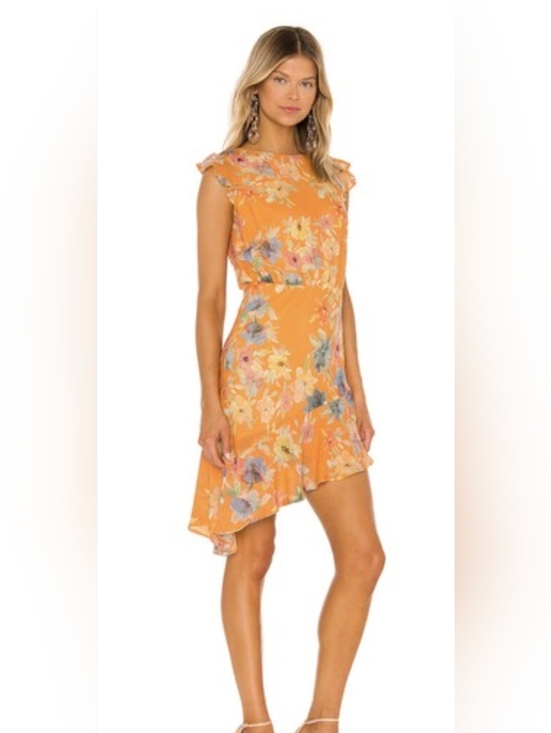 Amanda Uprichard Dresses & Skirts - Amanda Uprichard Orange Floral High-Low Dress Size Small
